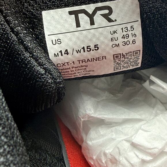 TYR CXT-1 Turf Trainer Sneakers Mens 14 Black Athletic Shoes NWOB main image 13